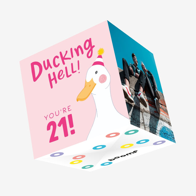 Ducking Hell You're 21 Pink Birthday Confetti-exploding Greetings Card