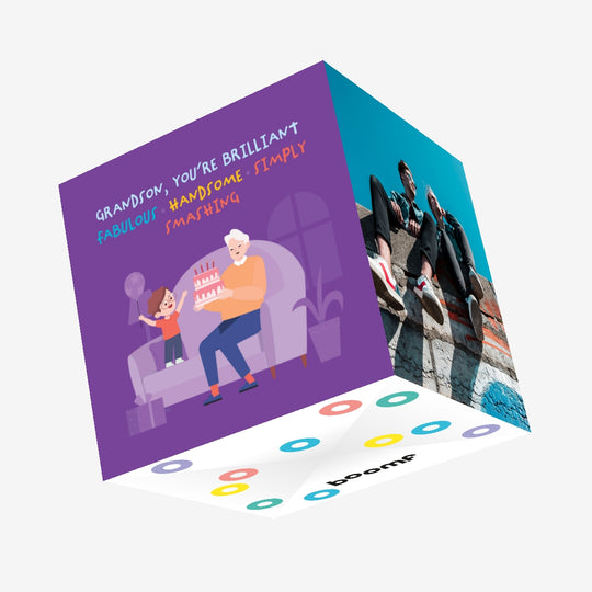 Brilliant Grandson Happy Birthday Confetti-exploding Greetings Card