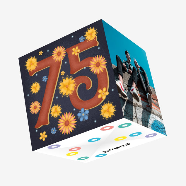 Night Flowers Happy 75th Birthday Confetti-exploding Greetings Card