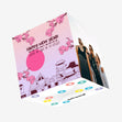 Happy Korean New Year In Pink Confetti-exploding Greetings Card
