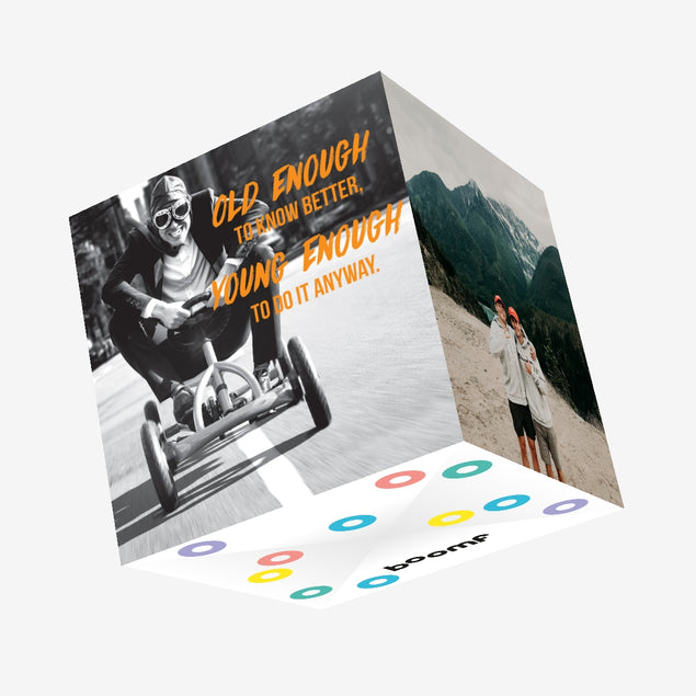 Old enough to know better Confetti-exploding Greetings Card