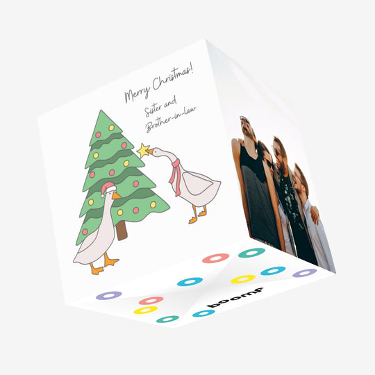 Ducks Merry Christmas Sister and Brother-in-law Confetti-exploding Greetings Card