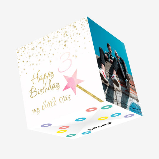 Magic Wand Happy 2rd Birthday Star Confetti-exploding Greetings Card