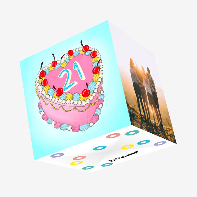21 Cake Confetti-exploding Greetings Card