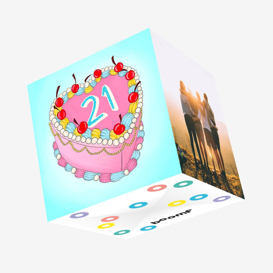 21 Cake Confetti-exploding Greetings Card