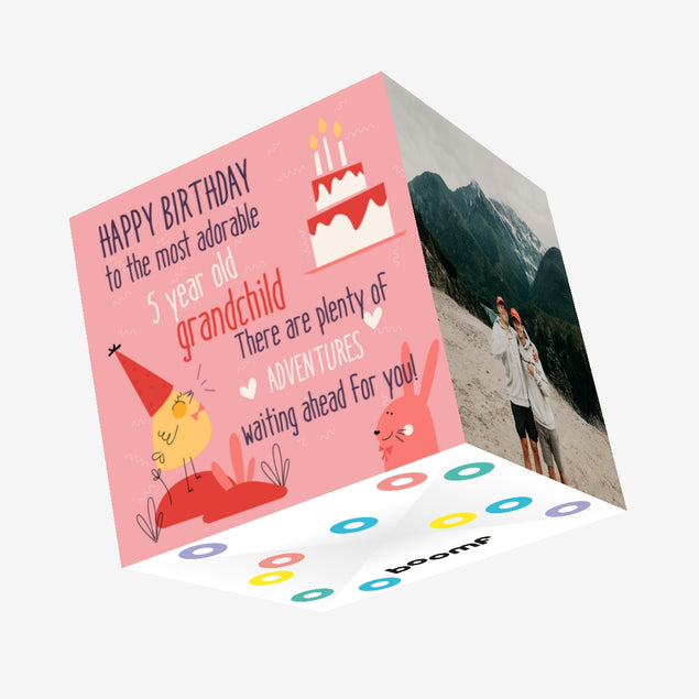 Plenty Of Adventures Waiting For You Ahead Happy 5th Birthday Grandchild Confetti-exploding Greetings Card