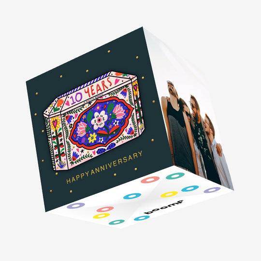 10 Year Anniversary Confetti-exploding Greetings Card