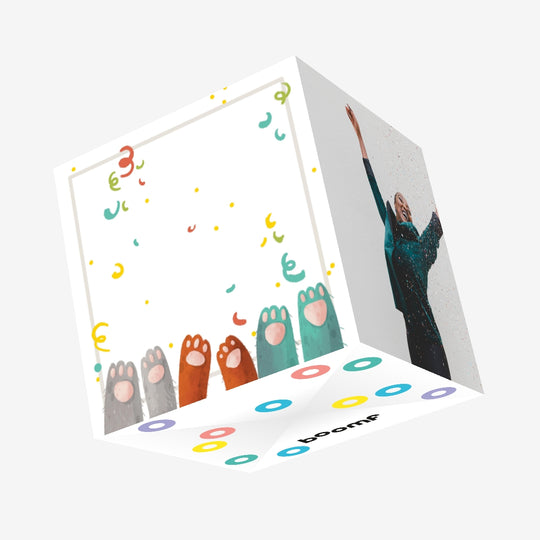 Blank Happy Birthday Cat Paws Confetti-exploding Greetings Card