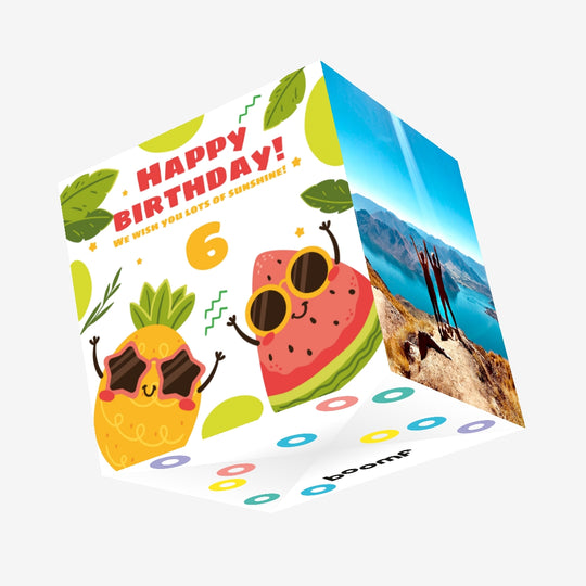 Shining Pineapple And Watermelon Happy 6th Birthday Confetti-exploding Greetings Card