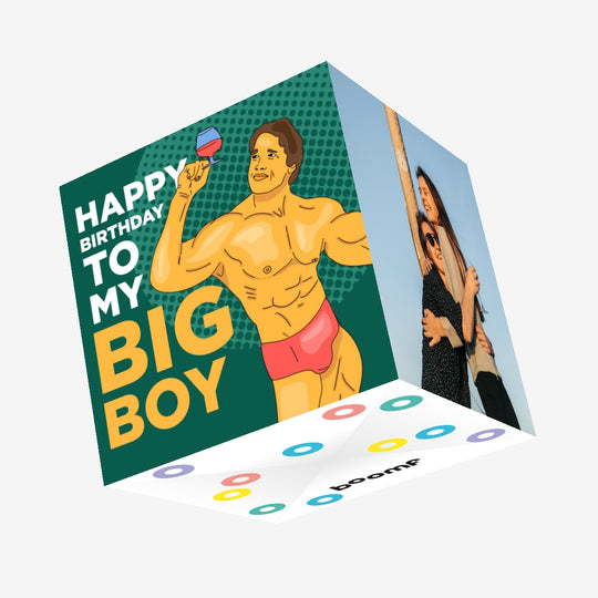 Green Background Schwarzenegger Happy Birthday My Big Boy Confetti-exploding Greetings Card