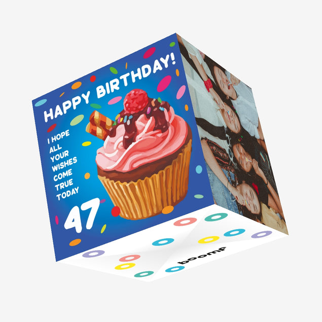 Happy 47th Birthday Cupcake Confetti-exploding Greetings Card
