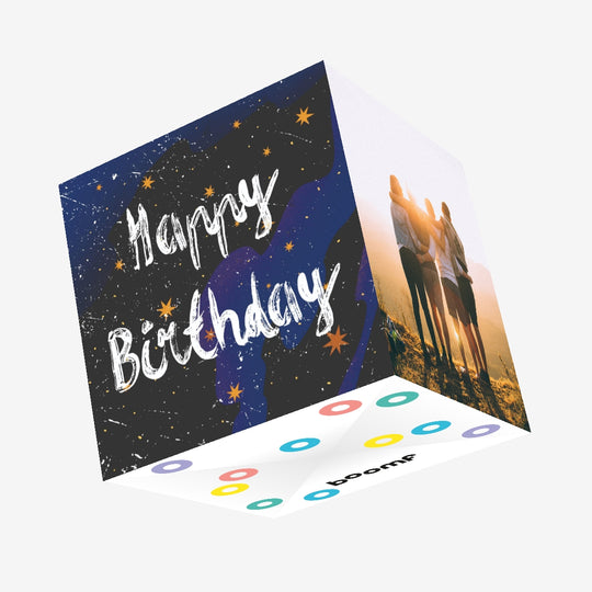 Happy Birthday Starry Sky Confetti-exploding Greetings Card