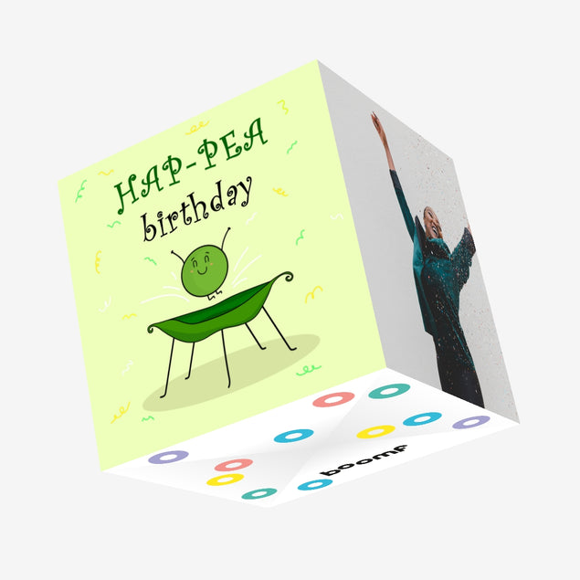 Hap-pea Birthday Cute Green Pea Confetti-exploding Greetings Card