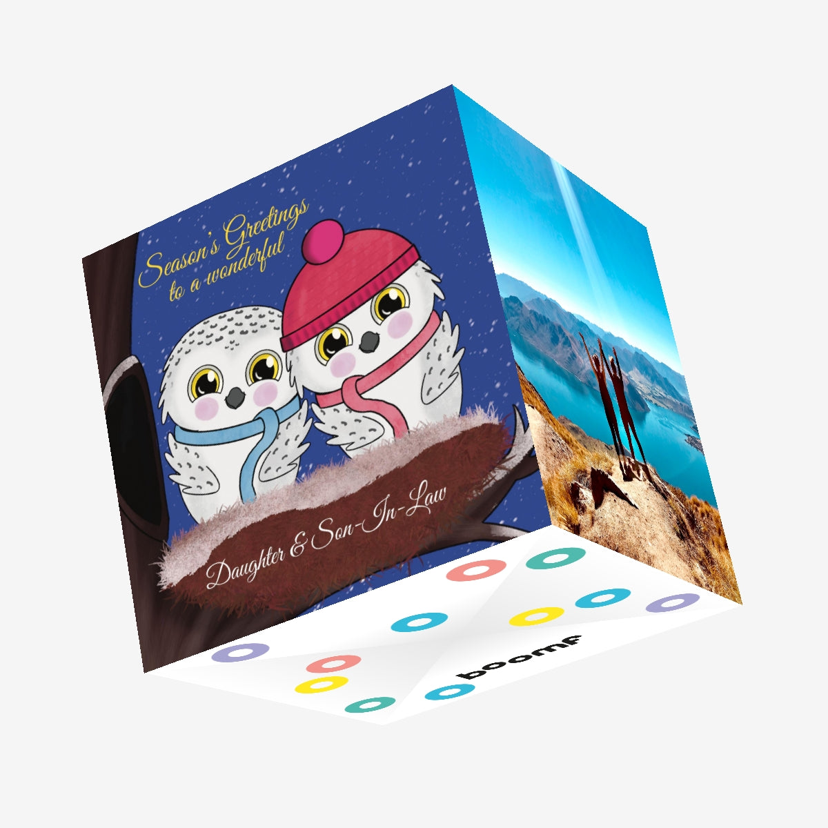 Christmas Owls Daughter & Son-In-Law Confetti-exploding Greetings Card ...