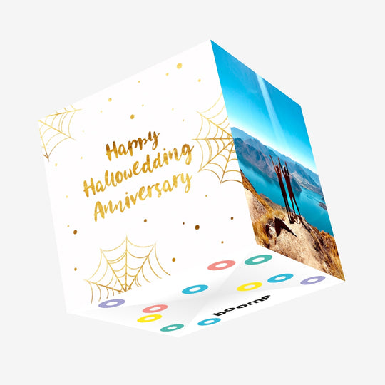 Spider Web Happy Hallowedding Anniversary Confetti-exploding Greetings Card