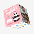 Pink Background Panda With Cupcakes Congrats Confetti-exploding Greetings Card
