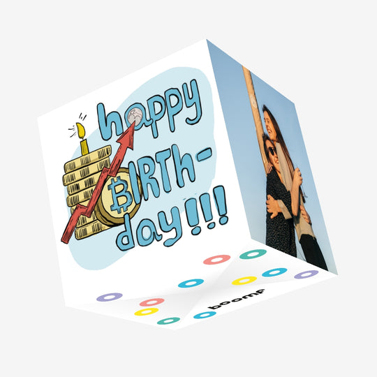 Crypto Happy Birthday Confetti-exploding Greetings Card