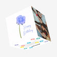 Blue Lovely Flower Happy Birthday Confetti-exploding Greetings Card