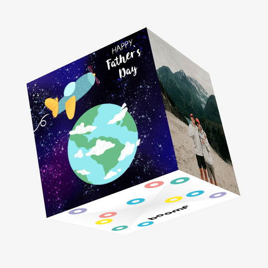 Happy Father's Day Plane In Space Confetti-exploding Greetings Card