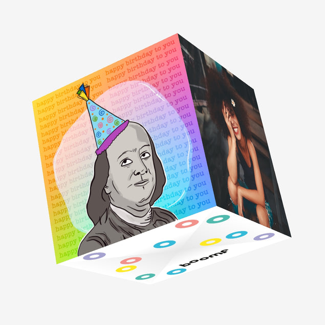 Colourful Franklin Historical Birthday Confetti-exploding Greetings Card
