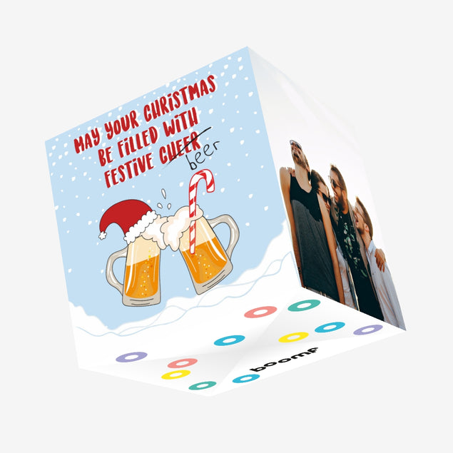 Festive Beer Christmas Confetti-exploding Greetings Card