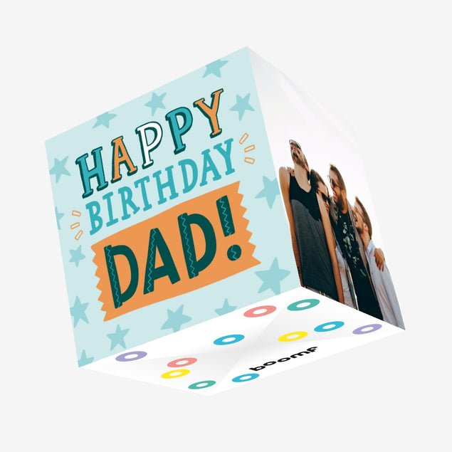 Dad Blue Stars Birthday Confetti-exploding Greetings Card