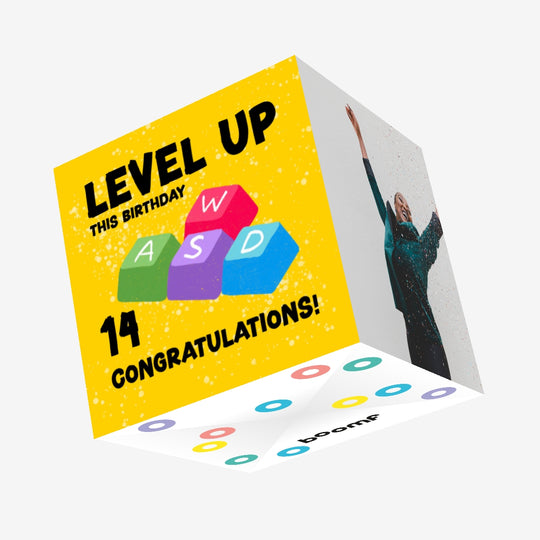 Level Up This Birthday Happy 14th Birthday Confetti-exploding Greetings Card