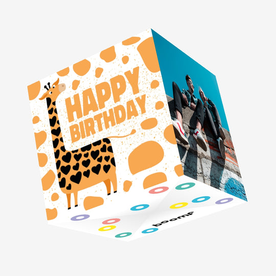 Happy Birthday Giraffe Confetti-exploding Greetings Card