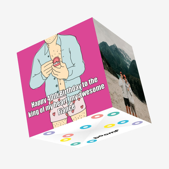 Happy 40st Birthday Fiance Guy With A Wedding Ring Confetti-exploding Greetings Card
