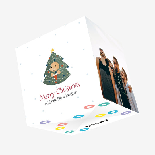 Merry Christmas Celebrate Like A Hamster Confetti-exploding Greetings Card
