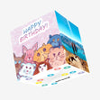 Cartoon Cute Cats Happy Birthday Confetti-exploding Greetings Card
