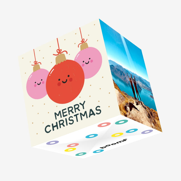 Merry Christmas Baubles Confetti-exploding Greetings Card