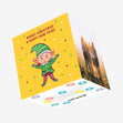 Yellow Themed Cute Elf Merry Christmas Confetti-exploding Greetings Card