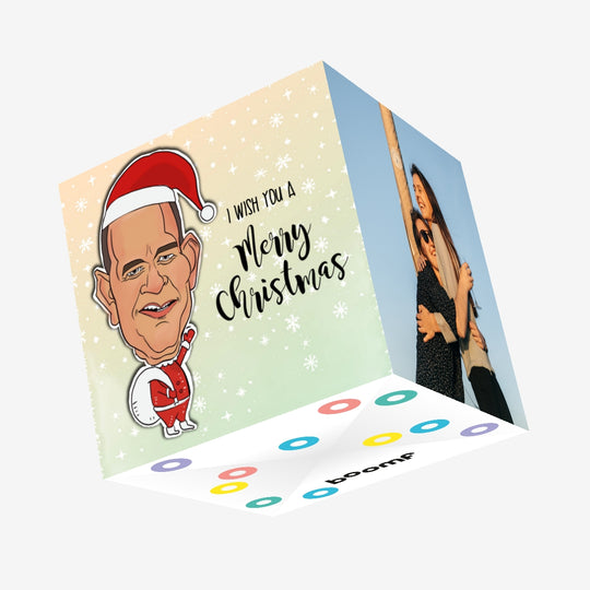 Caricature Merry Christmas Confetti-exploding Greetings Card