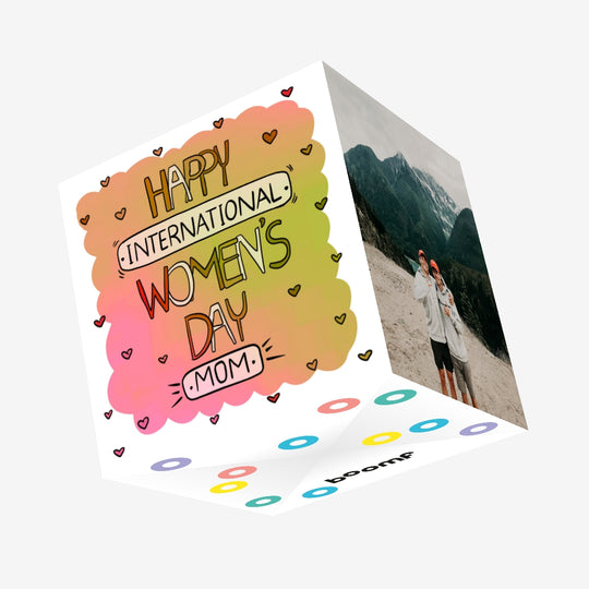 Happy Women's Day Mom Colourful Confetti-exploding Greetings Card