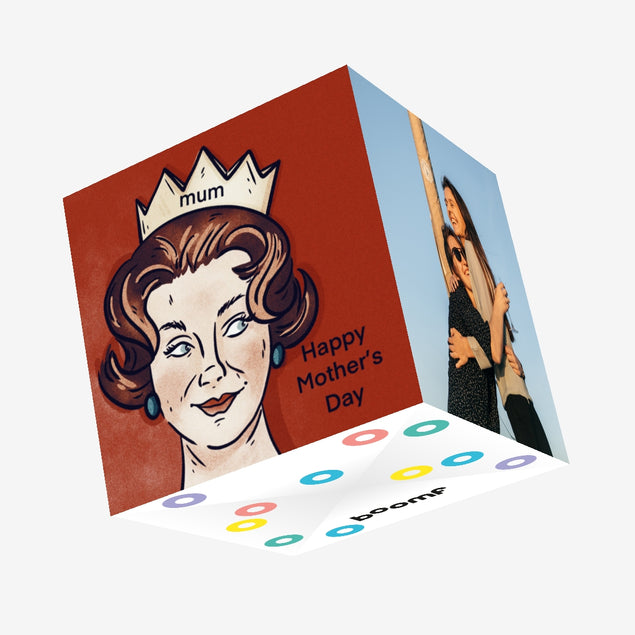 Vintage Queen Happy Mother's Day Mum Confetti-exploding Greetings Card