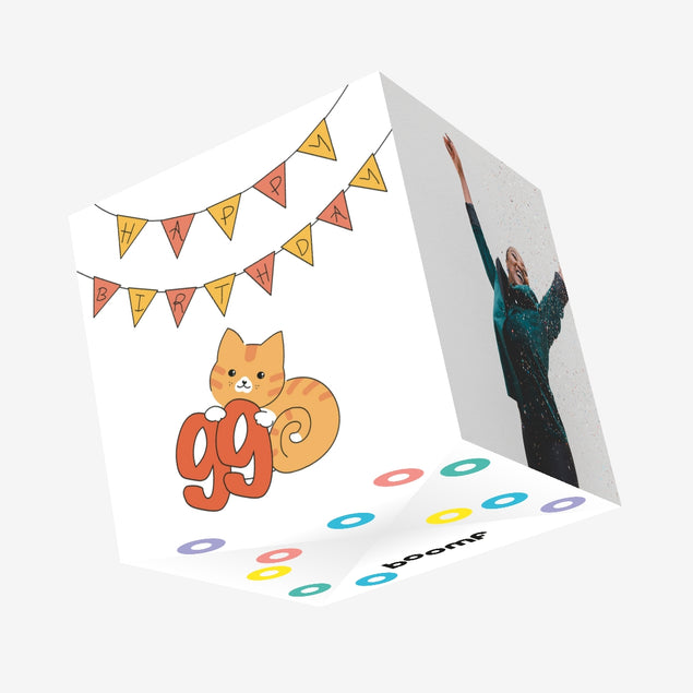Birthday Cat 99 Confetti-exploding Greetings Card