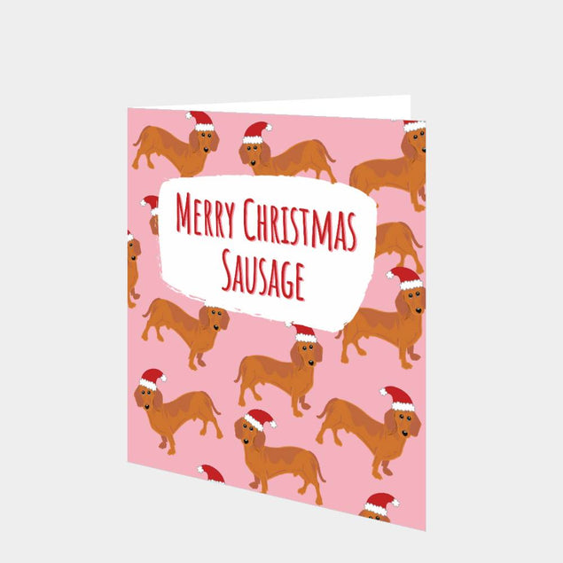 Merry Christmas Sausage Dachshund Card