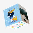 Cute Girl With Cat Ice Skating Christmas Confetti-exploding Greetings Card