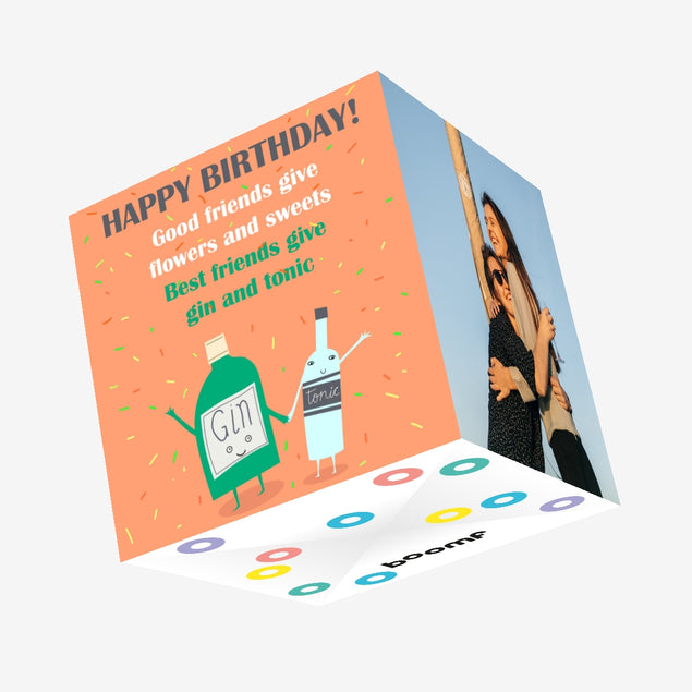 Best Friend Give Gin And Tonic Happy Birthday Confetti-exploding Greetings Card