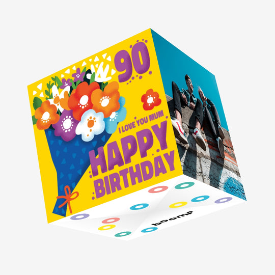 I Love You Mum Happy 90th Birthday Confetti-exploding Greetings Card