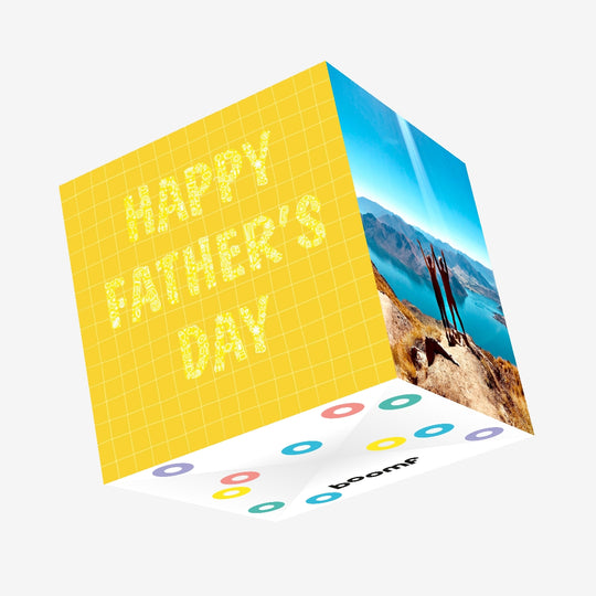 Happy Father's Day Yellow Check Confetti-exploding Greetings Card