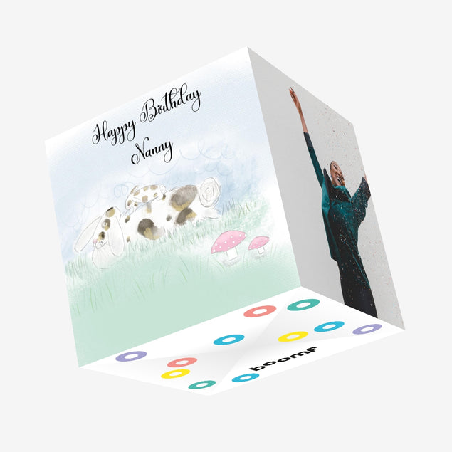 Rabbit Happy Birthday Nanny Confetti-exploding Greetings Card