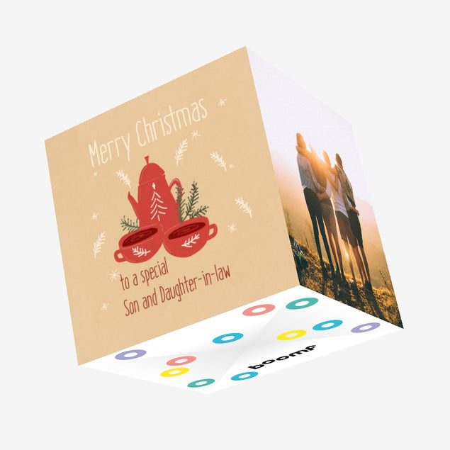 Tea Merry Christmas To A Special Son And Daughter-in-law Confetti-exploding Greetings Card