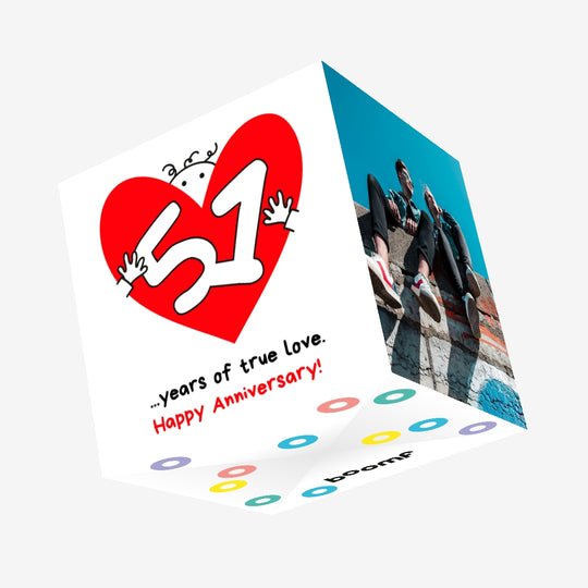 51 Years Of True Love Happy Anniversary Confetti-exploding Greetings Card