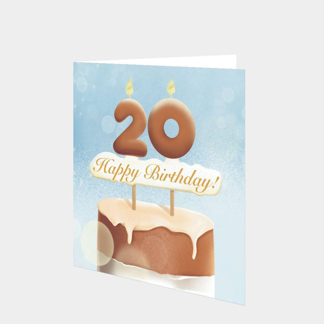 20th Happy Birthday Cake Card