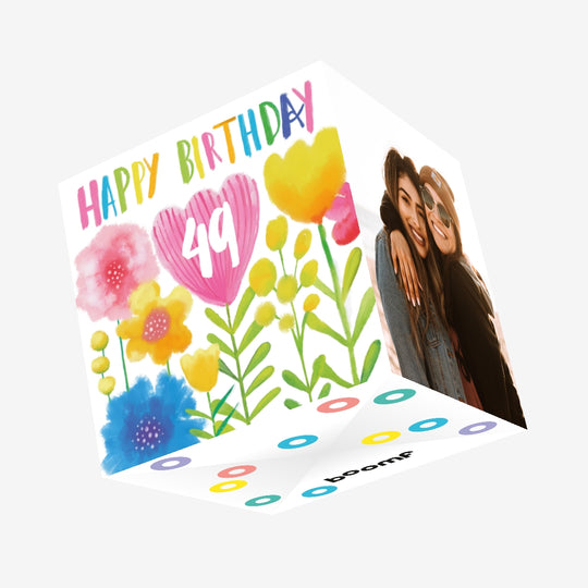 Delicate Flowers Happy 49th Birthday Confetti-exploding Greetings Card