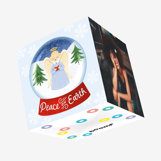 Peace On Earth Angel Christmas Snowball Confetti-exploding Greetings Card