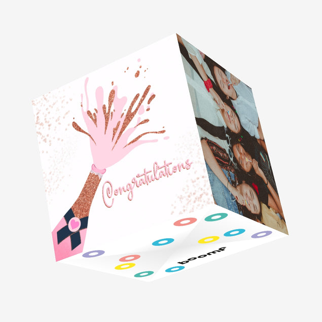 Congratulations Pink Champagne Confetti-exploding Greetings Card