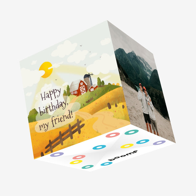 Cozy Farm Happy Birthday Confetti-exploding Greetings Card